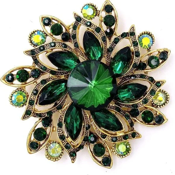 Vintage Women's Austrian Crystal Elegant Flower Brooch Wedding Broach Pin - Picture 1 of 4